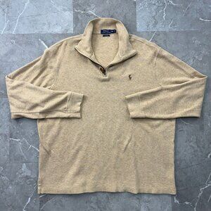 Polo Ralph Lauren Sweater Mens 2XL XXL Estate Rib 1/4 Zip Flesh Pony Pullover
